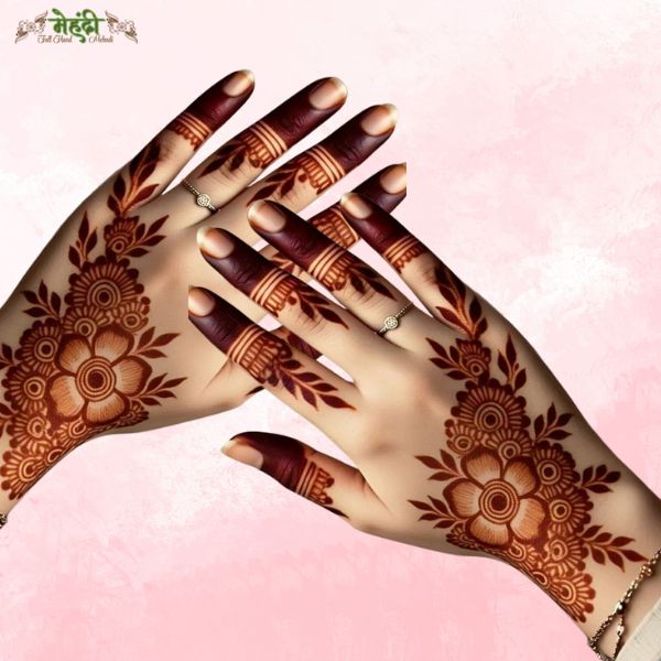 Beautiful Simple Gol Tikki mehndi design for both front and back hand