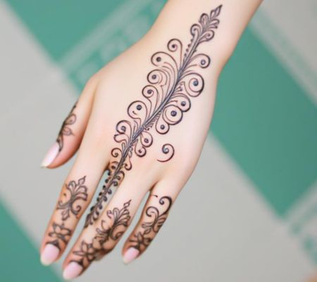 Beautiful Simple Gol Tikki mehndi design for both front and back hand