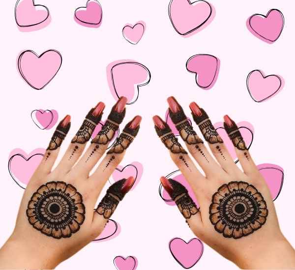 Beautiful Simple Gol Tikki mehndi design for both front and back hand
