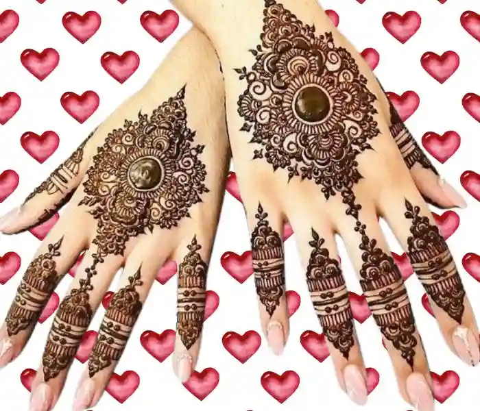Beautiful Simple Gol Tikki mehndi design for both front and back hand