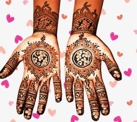 Beautiful Simple Gol Tikki mehndi design for both front and back hand
